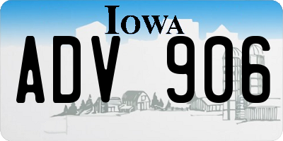 IA license plate ADV906