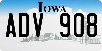 IA license plate ADV908