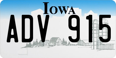 IA license plate ADV915