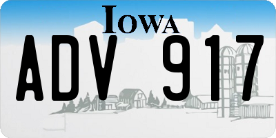 IA license plate ADV917
