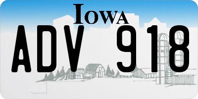 IA license plate ADV918