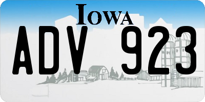 IA license plate ADV923