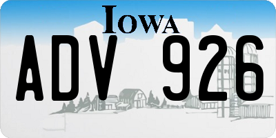 IA license plate ADV926