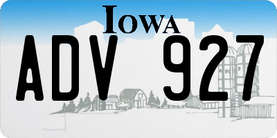 IA license plate ADV927