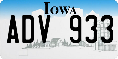 IA license plate ADV933