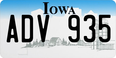IA license plate ADV935