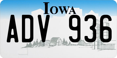IA license plate ADV936