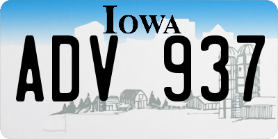 IA license plate ADV937