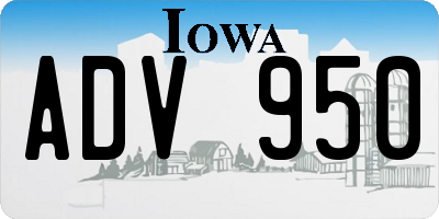 IA license plate ADV950