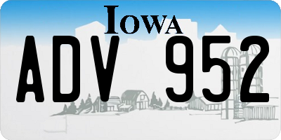 IA license plate ADV952