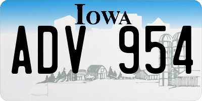 IA license plate ADV954