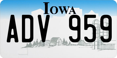 IA license plate ADV959