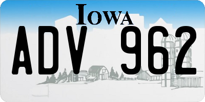 IA license plate ADV962