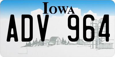 IA license plate ADV964