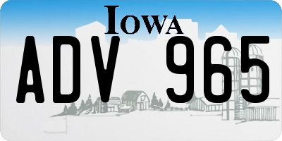 IA license plate ADV965