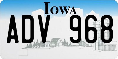 IA license plate ADV968