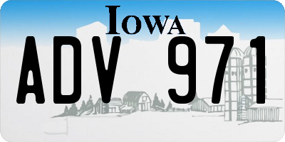 IA license plate ADV971