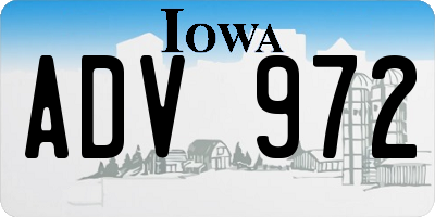 IA license plate ADV972