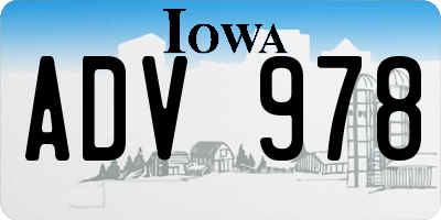 IA license plate ADV978