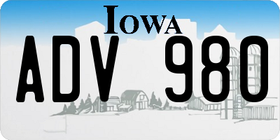 IA license plate ADV980