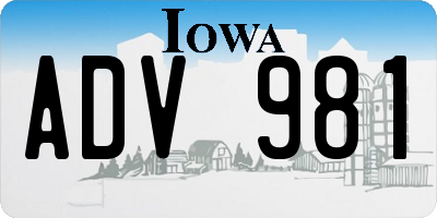 IA license plate ADV981