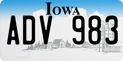 IA license plate ADV983