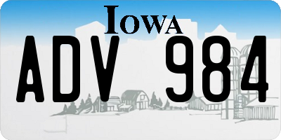 IA license plate ADV984