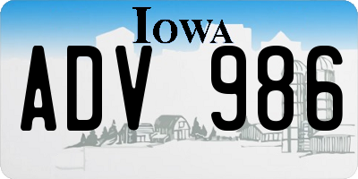 IA license plate ADV986