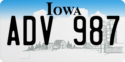 IA license plate ADV987
