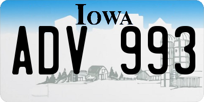 IA license plate ADV993