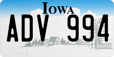 IA license plate ADV994