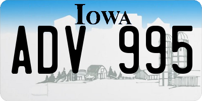 IA license plate ADV995