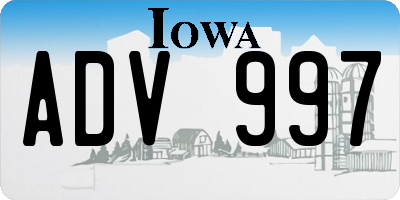 IA license plate ADV997