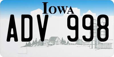 IA license plate ADV998