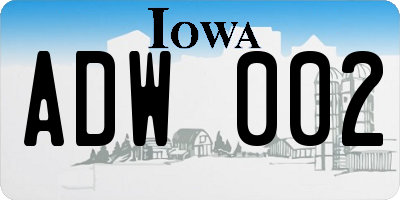 IA license plate ADW002