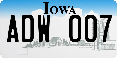 IA license plate ADW007
