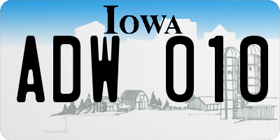 IA license plate ADW010