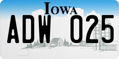 IA license plate ADW025