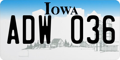 IA license plate ADW036
