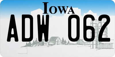 IA license plate ADW062