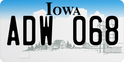 IA license plate ADW068