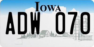 IA license plate ADW070