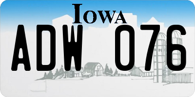 IA license plate ADW076