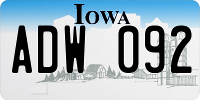 IA license plate ADW092