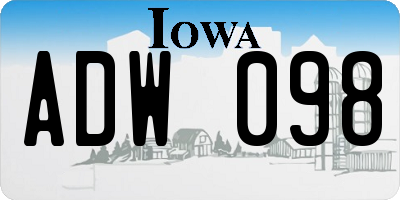 IA license plate ADW098