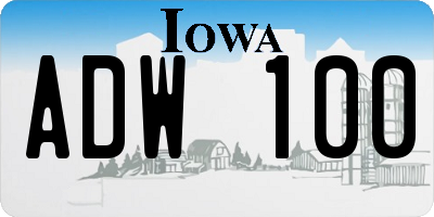 IA license plate ADW100