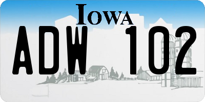 IA license plate ADW102