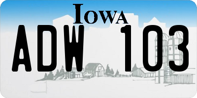 IA license plate ADW103