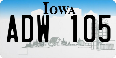 IA license plate ADW105