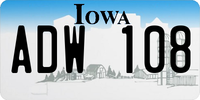 IA license plate ADW108